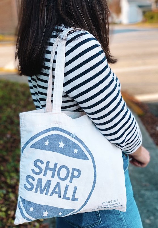 Small businesses sometimes give away free tote bags or other goodies with purchases on Small Business Saturday.