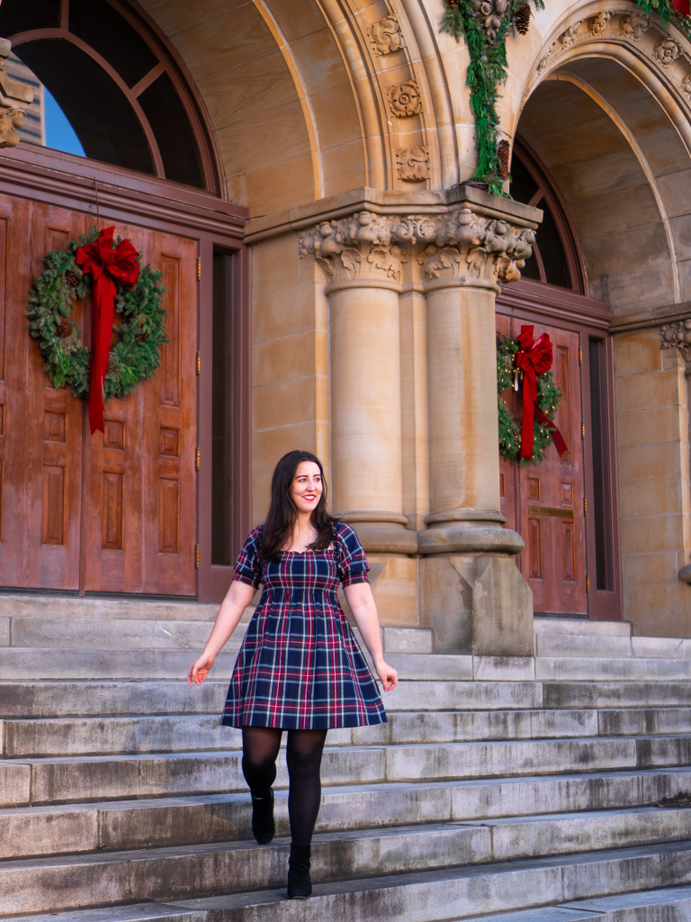 Plaid dress outlet with tights